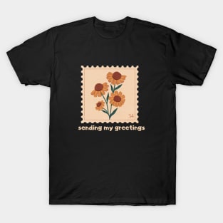 Daisies Minimalist Flora Positive Retro Vintage T-Shirt